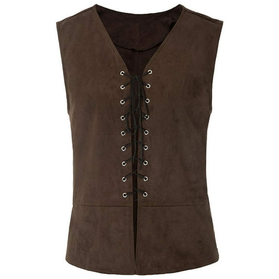 WQJNWEQ Womens Dresses Agenda 2023 Vintage Medieval Men Vest Laced Up Renaissance Sleeveless Solid Waistcoat Gothic