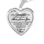 WQJNWEQ to My Daughter Stainless Steel Necklace Heart Lettering Peach Heart Pendant Mom Daughter Gift Upgraded Clearance Items Travel Essentials
