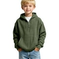 thumbnail image 1 of WQNVRNR Boy's Waffle Knit Hoodie- Casual Half Zip Spring Long Sleeve Tops with Pocket Army Green Size 14, 1 of 6