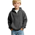thumbnail image 1 of WQNVRNR Boy's Waffle Knit Hoodie- Casual Spring Half Zip Long Sleeve Tops with Pocket Dark Gray Size 8, 1 of 6