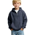 thumbnail image 1 of WQNVRNR Boy's Waffle Knit Hoodie- Casual Half Zip Long Sleeve Spring Tops with Pocket Navy Size 12, 1 of 6