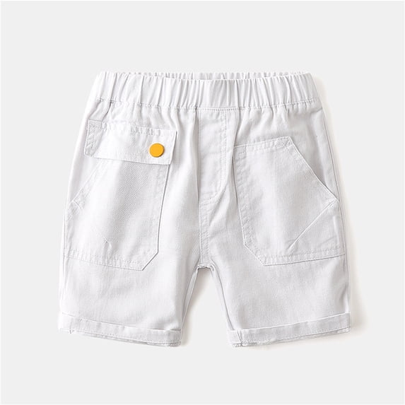 WQNVRNR Boys Cargo Shorts- Pockets Elastic Waist Soft Casual Summer Shorts White Size 4 Years