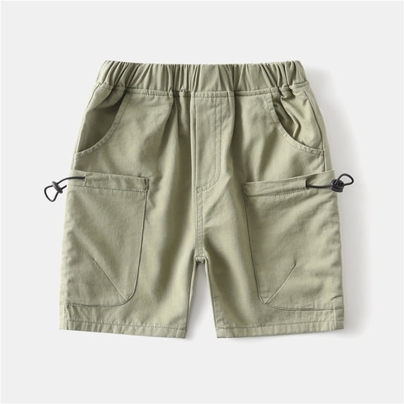 WQNVRNR Boys Cargo Shorts- Soft Pockets Casual Elastic Waist Summer Shorts Green Size 2 Years