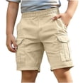 thumbnail image 1 of WQNVRNR Boys' Casual Shorts- Elastic Waist Elastic Waist Pockets Straight Leg Summer Pants Khaki Size 6, 1 of 6