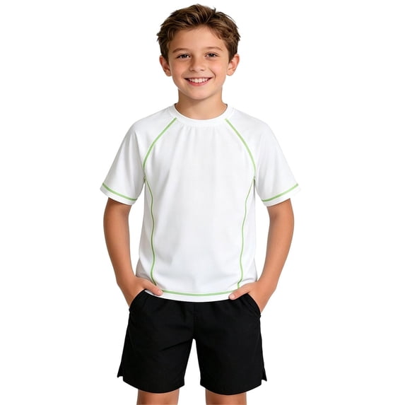 WQNVRNR Boys&Girls Athletic T-Shirt- Yoga Crewneck Quick Dry Breathable Unisex Kids Short Sleeve Tee White Size 5