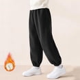 thumbnail image 1 of WQNVRNR Boys Girls Jogger Sweatpants Elastic Cuff Corduroy Elastic Waist Fall Fleece Lined Casual Pants with Pockets Black 11-12 Years, 1 of 8