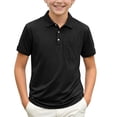 thumbnail image 1 of WQNVRNR Boys Short Sleeve Shirt- Collar Uniform Pocket Button Summer Tops Black Size 5, 1 of 8