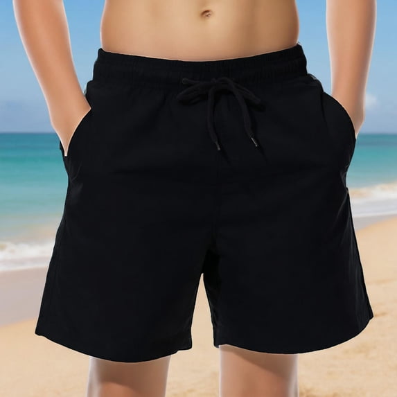 WQNVRNR Boys Summer Shorts- Fashion Casual Pocket Elastic Waist Loose Fit Shorts Black Size 6