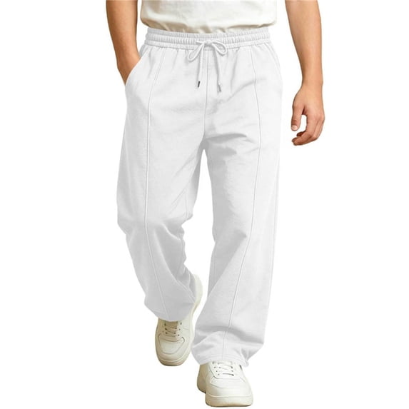 WQNVRNR Boys Thickened Sweatpants- Fleece Lined Elastic Waist Fall Straight Leg Cozy Sweatpants with Side Pockets White Size 5-6Years