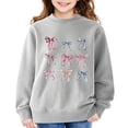 thumbnail image 1 of WQNVRNR Girls Bow Print Sweatshirt- Cotton Fall Winter Fleece Crewneck Long Sleeve Pullover Tops Gray Size 10, 1 of 6