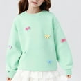 thumbnail image 1 of WQNVRNR Girls Bow Sweatshirt- Round Neck Long Sleeve Pullover Cute Casual Kids Spring Tops Green Size 10, 1 of 5