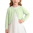 thumbnail image 1 of WQNVRNR Girls Button Cardigan- Fall Fashion Cute Long Sleeve Lightweight Casual Tops Green Size 5, 1 of 9