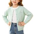 thumbnail image 1 of WQNVRNR Girls Button Cardigan- Fall Lightweight Fashion Cute Long Sleeve Casual Tops Green Size 8, 1 of 9