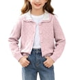 thumbnail image 1 of WQNVRNR Girls Button Cardigan- Fashion Cute Lightweight Long Sleeve Fall Casual Tops Pink Size 5, 1 of 9