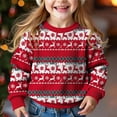 thumbnail image 1 of WQNVRNR Girls Christmas Knit Sweater Casual Comfortable Holiday Crewneck Long Sleeve Cute Pullover Tops Multicolor 8, 1 of 9