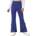 thumbnail image 1 of WQNVRNR Girls Flared Pants Slimming Casual Elastic High Waist Ruffle Hem Kids Long Pants Navy 3 Years, 1 of 6