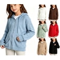 thumbnail image 1 of WQNVRNR Girls Hooded Sweater Jacket- Full Zip Loose Fit Thin Knit Casual Sweater Hoodie Black Size 12, 1 of 6