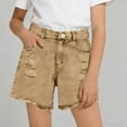 thumbnail image 1 of WQNVRNR Girls Jean Shorts- Distressed Ripped Vintage Casual High Waist Denim Shorts with Pockets Khaki Size 5, 1 of 9