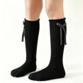 thumbnail image 1 of WQNVRNR Girls Knee High Socks- Cute Bow Soft Calf Length Boot Socks Black Size 2-3Years, 1 of 5