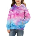 thumbnail image 1 of WQNVRNR Girls Print Hooded Sweatshirt- Kangaroo Pocket Fall Pullover Casual Long Sleeves Hoodies Pink Size 8, 1 of 8