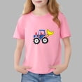 thumbnail image 1 of WQNVRNR Girls Rabbit Print T-Shirt- Short Sleeve Cotton Cute Summer Crew Neck Pullover Top Pink Size 6, 1 of 6