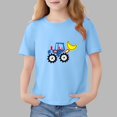 thumbnail image 1 of WQNVRNR Girls Rabbit Print T-Shirt- Short Sleeve Cute Summer Cotton Crew Neck Pullover Top Blue Size 12, 1 of 6