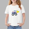 thumbnail image 1 of WQNVRNR Girls Rabbit Print T-Shirt- Summer Cotton Cute Short Sleeve Crew Neck Pullover Top White Size 8, 1 of 6