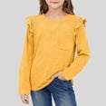 thumbnail image 1 of WQNVRNR Girls Ruffle Cotton T Shirts- Long Sleeve Casual Cute Fashion Kids Tops Yellow Size 10, 1 of 6