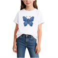 thumbnail image 1 of WQNVRNR Girls Short Sleeve Shirt- Printed Cute Loose Casual Crewneck Summer Tops White Size 3, 1 of 7