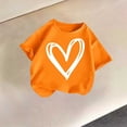 thumbnail image 1 of WQNVRNR Girls Summer Short Sleeve Tee- Crewneck Casual Cotton Printed Cute T Shirt Orange Size 10, 1 of 5