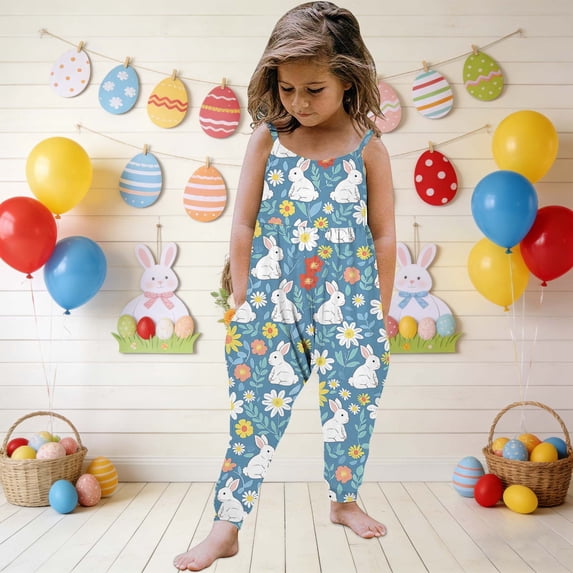 WQNVRNR Girls Wide-Leg Pants- Casual Breathable Lightweight Elastic Waist Long Trousers Blue Size 1 Years