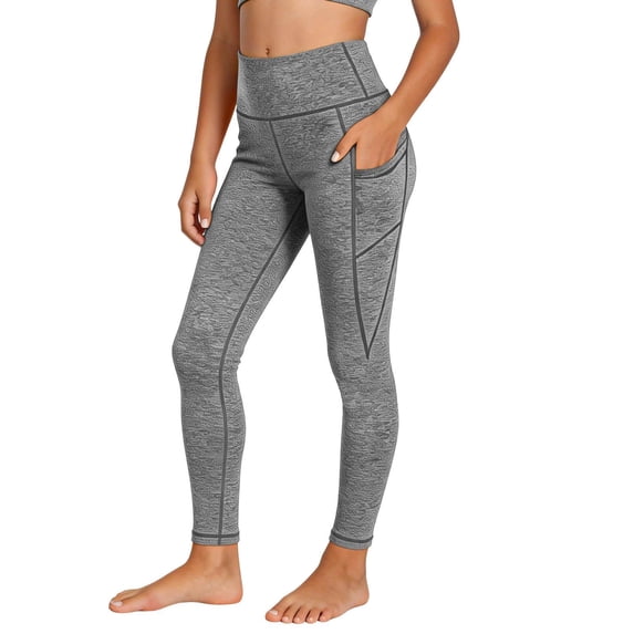 WQNVRNR Girls Workout Leggings- Tummy Comfort Stretch Casual High Waist Running Athletic Yoga Pants with Pockets Gray Size 5