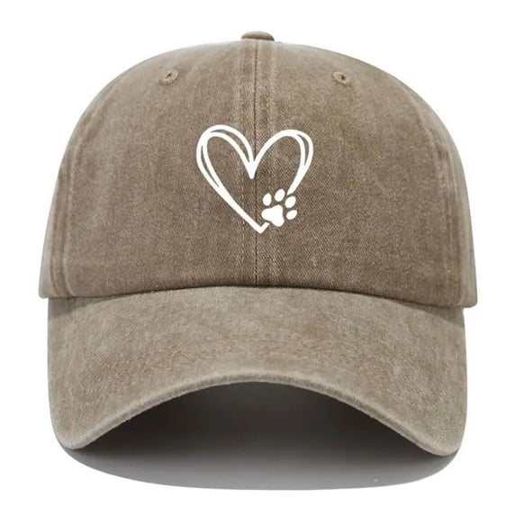 WQNVRNR Heart Print Baseball Cap- Adjustable Snapback Men & Women Curved Bill Sun Hat Outdoor Headwear Khaki Size Free Size