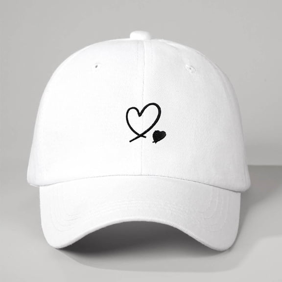 WQNVRNR Heart Print Baseball Cap- Adjustable Snapback Sun Hat Men & Women Curved Bill Outdoor Headwear White Size Free Size