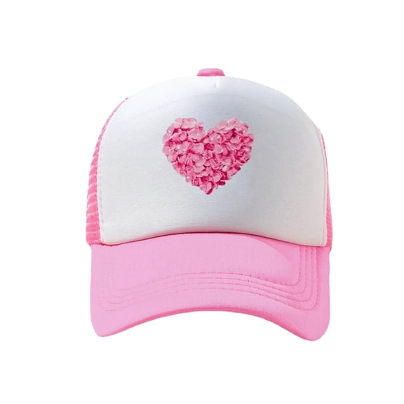 WQNVRNR Heart Print Baseball Cap- Breathable Men & Women Mesh Adjustable Snapback Outdoor Headwear Pink Size Free Size