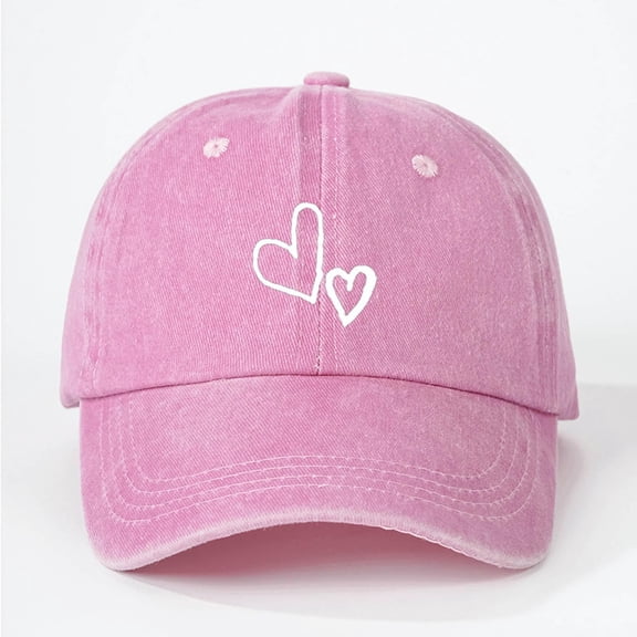WQNVRNR Heart Print Baseball Cap- Men & Women Adjustable Snapback Sun Hat Curved Bill Outdoor Headwear Pink Size Free Size