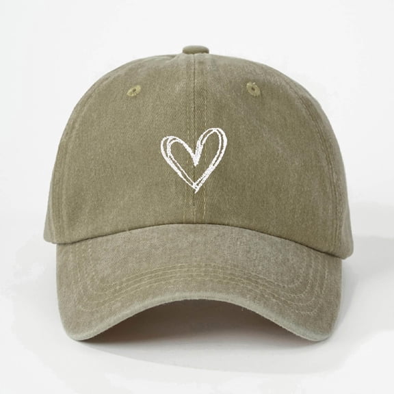 WQNVRNR Heart Print Baseball Cap- Sun Hat Adjustable Snapback Men & Women Curved Bill Outdoor Headwear Khaki Size Free Size
