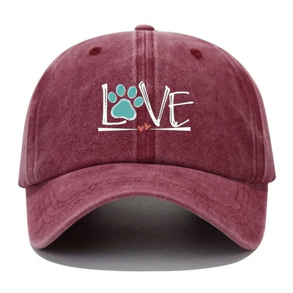 WQNVRNR Heart Print Baseball Cap- Sun Hat Men & Women Adjustable Snapback Curved Bill Outdoor Headwear Wine Size Free Size