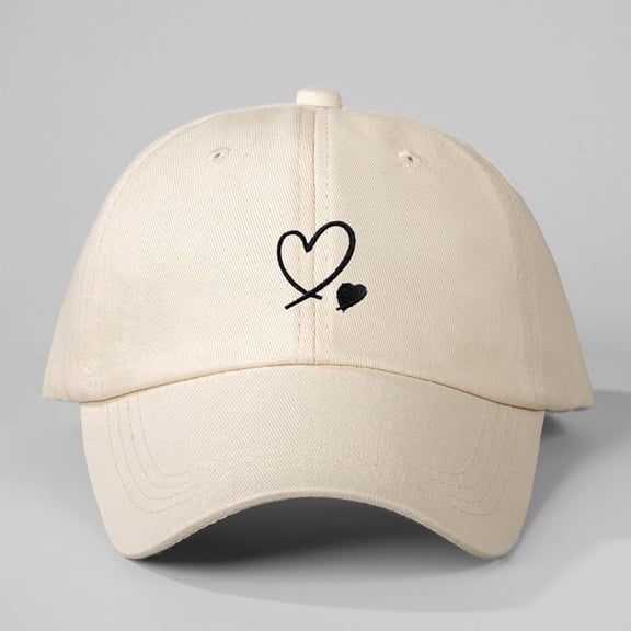 WQNVRNR Heart Print Baseball Cap- Sun Hat Men & Women Curved Bill Adjustable Snapback Outdoor Headwear Beige Size Free Size
