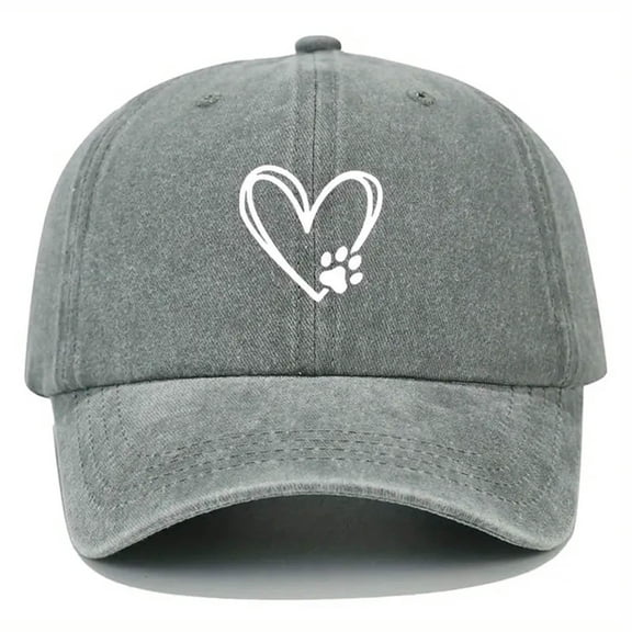 WQNVRNR Heart Print Baseball Cap- Sun Hat Men & Women Curved Bill Adjustable Snapback Outdoor Headwear Gray Size Free Size
