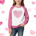 thumbnail image 1 of WQNVRNR Kids Heart Print Pullover- Long Sleeve Valentine's Day Crewneck Casual Sweatshirt with Soft Stretch Fabric Watermelon Red Size 7-8, 1 of 5