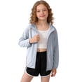 thumbnail image 1 of WQNVRNR Kids Sun Protection Jacket- Lightweight Casual Zip Up Spring Summer Athletic Tops for Girls Gray Size 8, 1 of 5