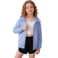thumbnail image 1 of WQNVRNR Kids Sun Protection Jacket- Spring Summer Casual Lightweight Zip Up Athletic Tops for Girls Blue Size 10, 1 of 5