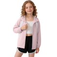 thumbnail image 1 of WQNVRNR Kids Sun Protection Jacket- Spring Summer Zip Up Casual Lightweight Athletic Tops for Girls Pink Size 14, 1 of 7