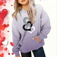 thumbnail image 1 of WQNVRNR Kids Valentine's Day Hoodie- Casual Heart Fleece-Lined Long Sleeve Sweatshirt with Pocket Purple Size 5, 1 of 6