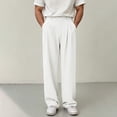 thumbnail image 1 of WQNVRNR Men's Pleated Wide Leg Dress Pants- Button Closure Fall Solid Tailored Fit Chino Pants White Size 3XL, 1 of 8