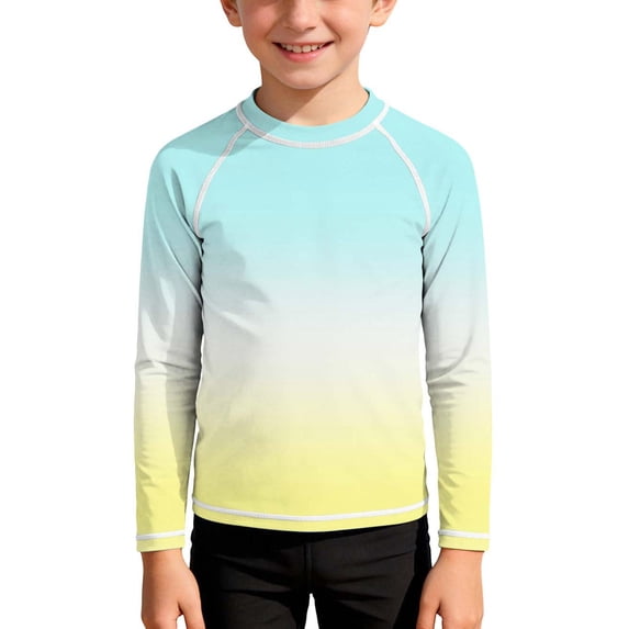 WQNVRNR Outdoor UV Active Shirt for Boys- Casual Long Sleeve Sun Protection UPF 50+ Quick Dry Swim Rash Guard Shirt Light Blue Size 6
