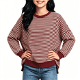 thumbnail image 1 of WQNVRNR Pullover Sweaters for Girls Casual Loose Crewneck Long Sleeve Knit Jumper Sweaters Wine 12, 1 of 9