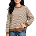 thumbnail image 1 of WQNVRNR Pullover Sweaters for Girls Knit Crewneck Casual Loose Long Sleeve Jumper Sweaters Brown 8, 1 of 9