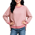 thumbnail image 1 of WQNVRNR Pullover Sweaters for Girls Long Sleeve Casual Loose Crewneck Knit Jumper Sweaters Pink 6, 1 of 9